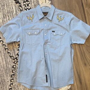 Howler Brothers Light Blue Casual Shirt with Yellow Accents